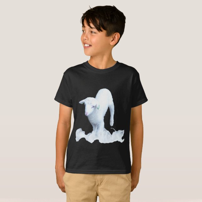 Niedliches weißes Lamm Kids Hanes T - Shirt (Vorne ganz)