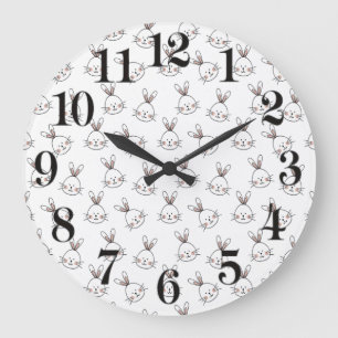 Niedliches weißes Ostersonniges Muster Große Wanduhr