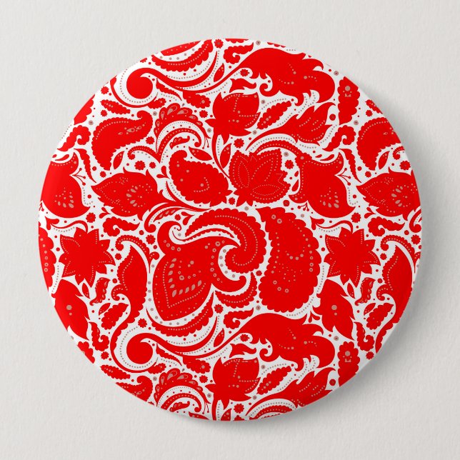 Niedliches, weißes Paisley Button (Vorderseite)