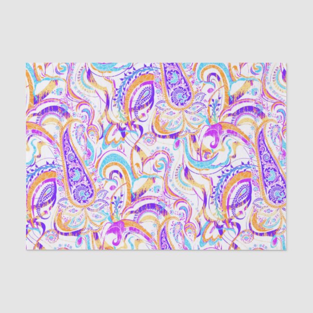 Niedliches, weißes Paisley-Design Seidenpapier (Vorderseite)