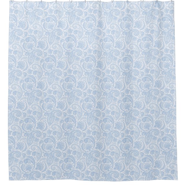 Niedliches weißes Paisley-Muster Duschvorhang (Vorderseite)