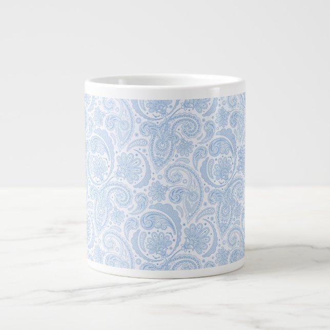 Niedliches weißes Paisley-Muster Jumbo-Tasse (Vorderseite)