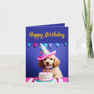 Niedliches weißes Poodle Geburtstag Karte