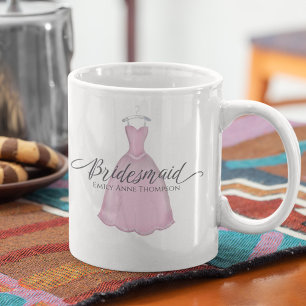 Niedliches weißes, rosa Brautjungfrau Hochzeitskle Kaffeetasse