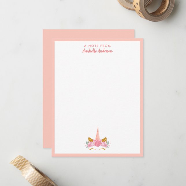 Niedliches weißes Rosa Mitteilungskarte (Vorderseite/Rückseite Beispiel)