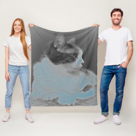 Niedliches weißes und graues Katzen-Profil-Bild Fleecedecke