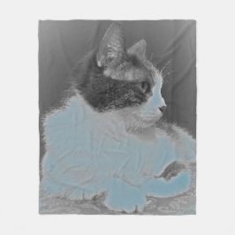 Niedliches weißes und graues Katzen-Profil-Bild Fleecedecke