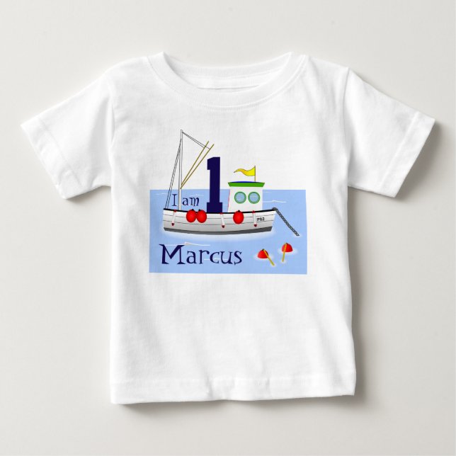 Niedliches Weißfischboot auf Wasser Baby T-shirt (Vorderseite)