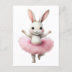 Niedliches Weißkaninchen Ballerina tanzend Ballett Feiertagspostkarte