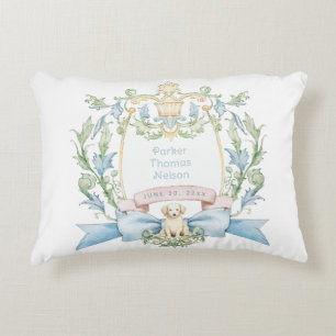 Niedliches Welpe Blue Ribbon-Wappen   Baby Jungen Dekokissen