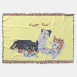 niedliches Welpe sheba inu rotty Grenzcollie Decke