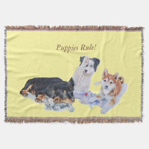 niedliches Welpe sheba inu rotty Grenzcollie Decke