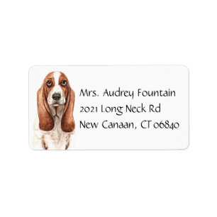 Niedliches Welpen-Hund-Watercolor-Basset Adressaufkleber