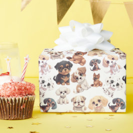 Niedliches Welpen-Hundemuster Geschenkpapier