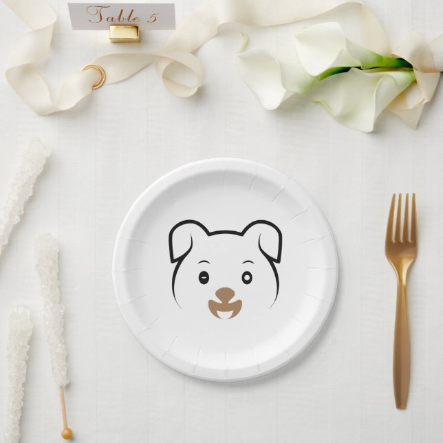 Niedliches Welpenwink Pappteller (Hochzeit)