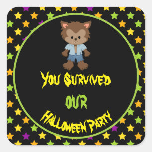 Niedliches Werewolf-Boy Halloween-Kostüm-Party Quadratischer Aufkleber