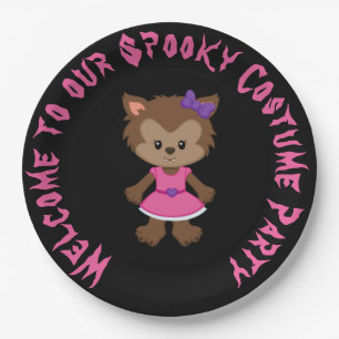 Niedliches Werewolf-Girl-Halloween-Party Pappteller