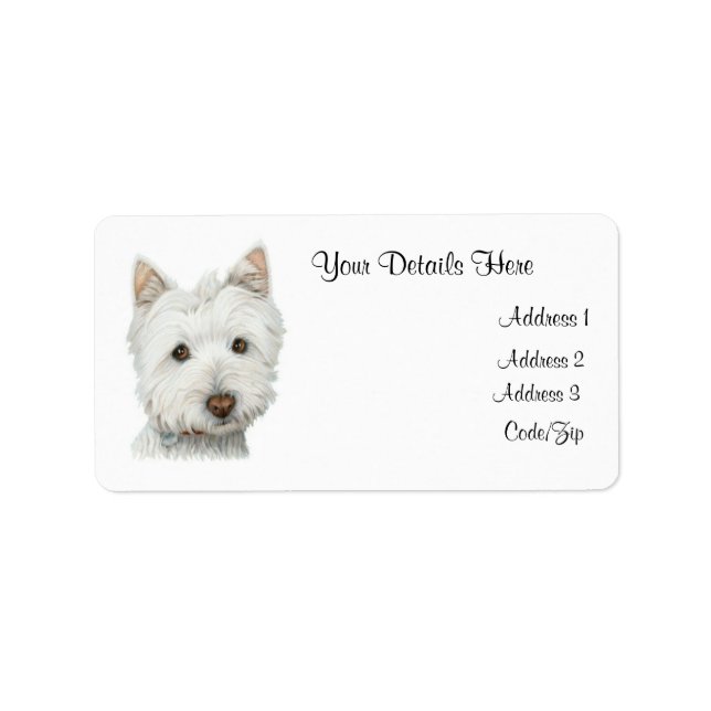Niedliches Westie-Dog-Etikett Adressaufkleber (Vorne)