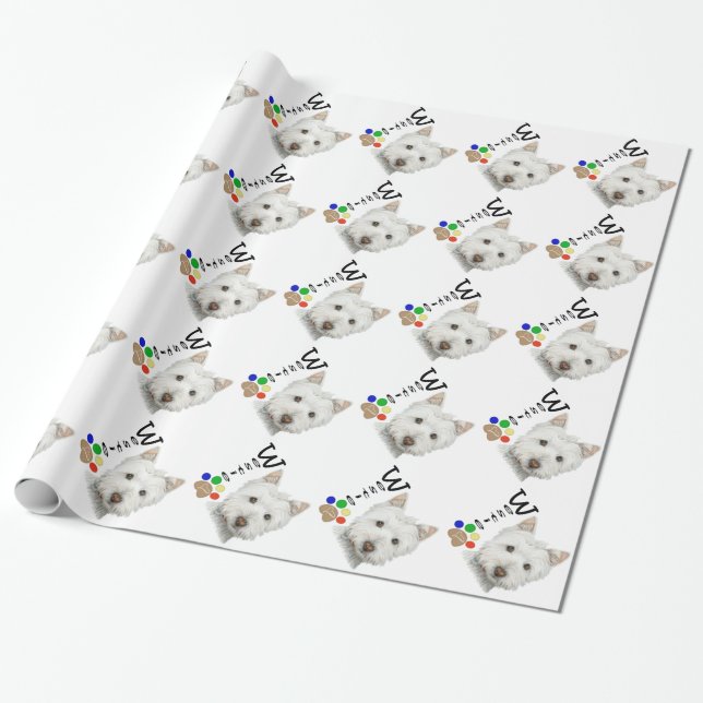 Niedliches Westie Hunde-und Geschenkpapier (Ungerollt)
