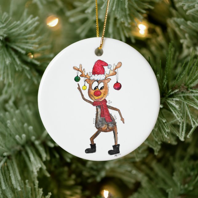 Niedliches Whimsical Dancing Weihnachtsbaum Keramik Ornament (Baum)
