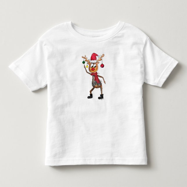 Niedliches Whimsical Dancing Weihnachtsbaum Kleinkind T-shirt (Vorderseite)