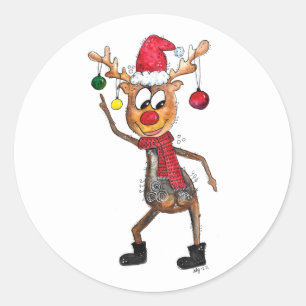 Niedliches Whimsical Dancing Weihnachtsbaum Runder Aufkleber