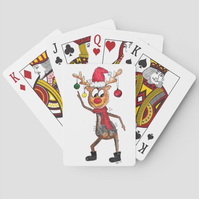 Niedliches Whimsical Dancing Weihnachtsbaum Spielkarten (Rückseite)