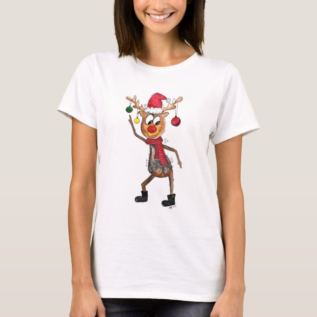 Niedliches Whimsical Dancing Weihnachtsbaum T-Shirt (Vorderseite)