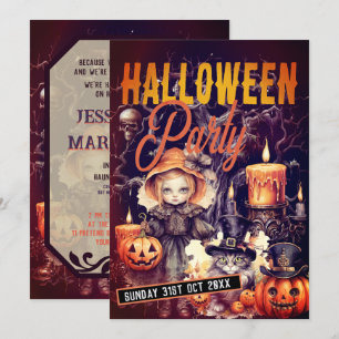 Niedliches Whimsical Darkness Halloween-Party Einl Einladung