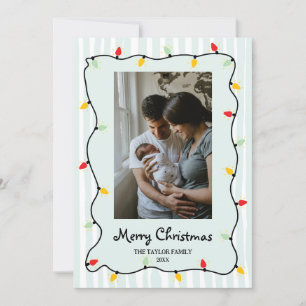 Niedliches Whimsical Frohe WeihnachtsLICHT Foto Einladung