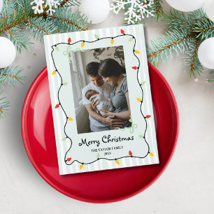 Niedliches Whimsical Frohe WeihnachtsLICHT Foto Einladung