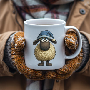 Niedliches Whimsical Sheep mit Weihnachtsgeschenk  Kaffeetasse