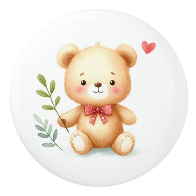 Niedliches Whimsical Teddy Bear Baby Room Keramikknauf (Vorderseite)