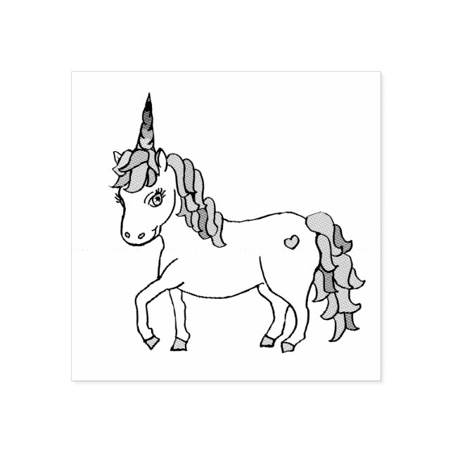 Niedliches Whimsical Unicorn Gummistempel (Prägung)