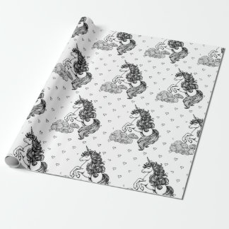 Niedliches Whimsical Unicorn Kinder Personalisiert Geschenkpapier