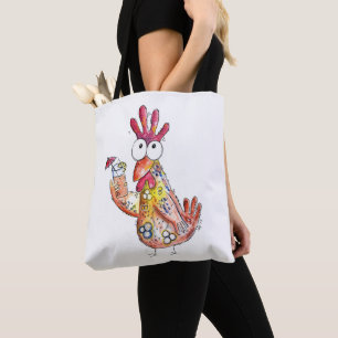 Niedliches Whimsikhühnchen mit Tropengetränk Tasche