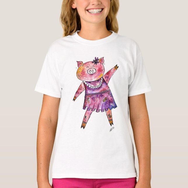 Niedliches Whimsiktanzschwein T-Shirt (Vorderseite)