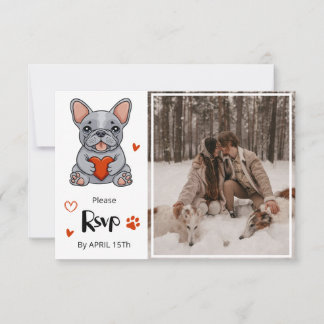 Niedliches Whimsisches Bulldog-Save the Date-Foto RSVP Karte