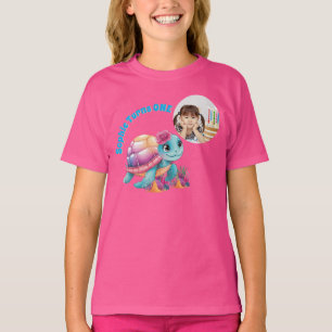 Niedliches Whimsisches Foto Floral Sea Turtle Gebu T-Shirt