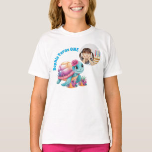 Niedliches Whimsisches Foto Floral Sea Turtle Gebu T-Shirt