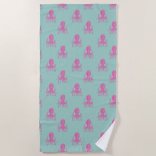 Niedliches Whimsisches Octopus-Muster Aqua Blau un Strandtuch