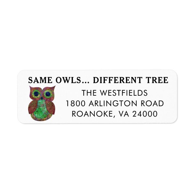 Niedliches Whimsisches Owl neues Zuhause-Rücksende (Vorne)