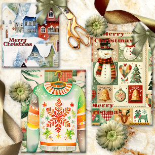 Niedliches Whimsisches Retro Wasserfarbenfroh Weih Geschenkpapier Set
