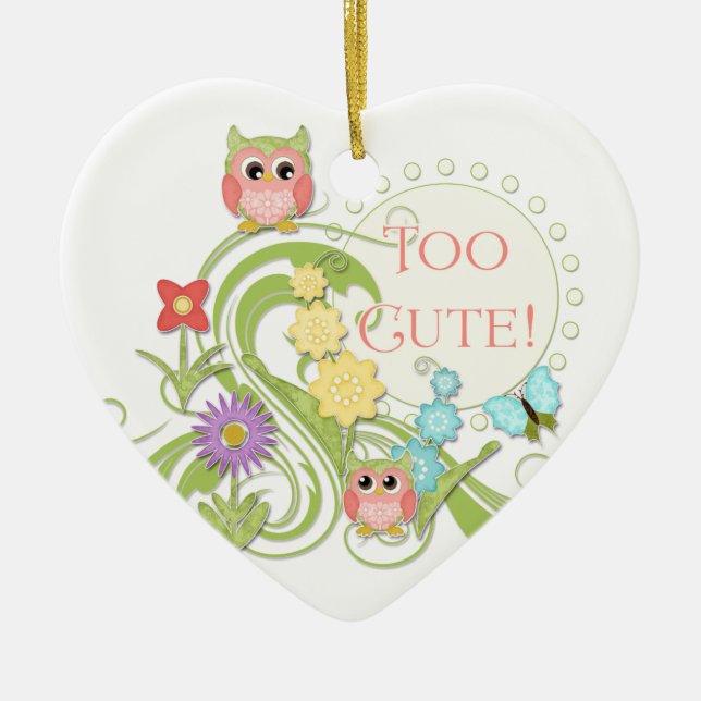 Niedliches Whimsisches Schmetterlingshuhn Keramikornament (Vorne)