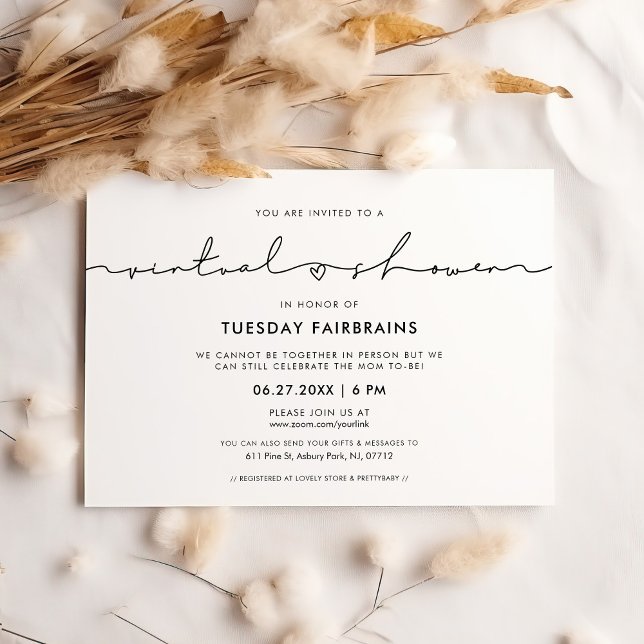 Niedliches whimsisisskript Virtuelle Babydusche Einladung (Von Creator hochgeladen)