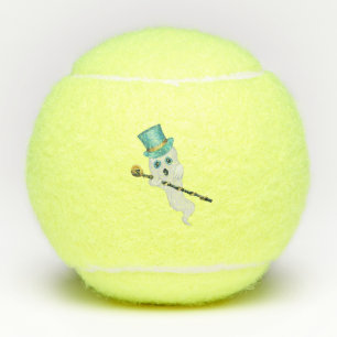 Niedliches White Ghost Blue Eyes Top Hat Skull Can Tennisbälle