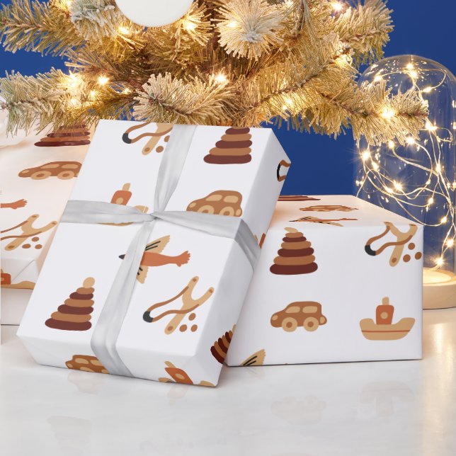 Niedliches White Kids Spielzeug Flugzeug Boat Wrap Geschenkpapier (Feiertage)