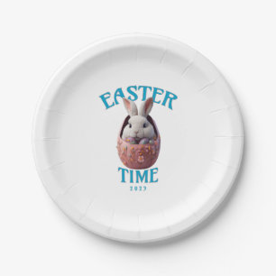 Niedliches White Oaster Bunny Design Pappteller