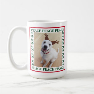 Niedliches White Rentier Dog Peace Joy Single Foto Kaffeetasse