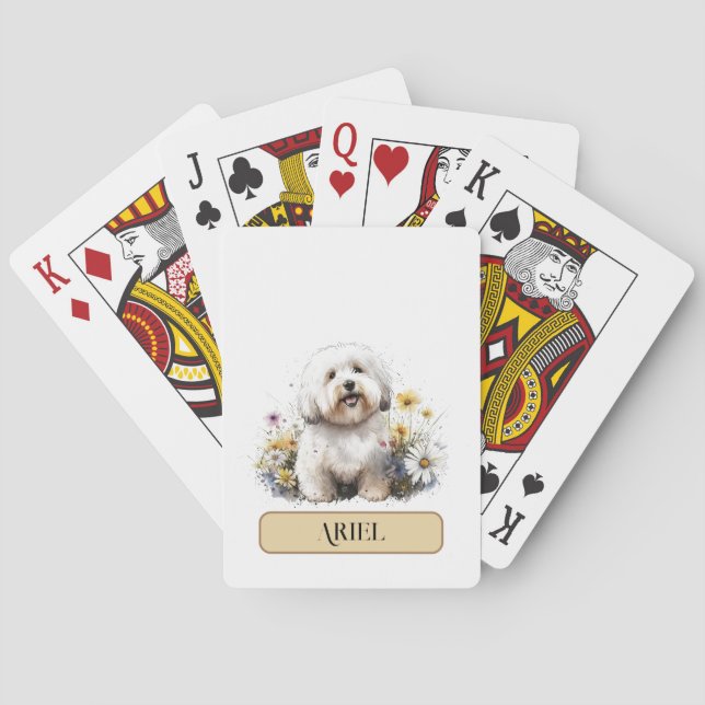 Niedliches White Shih Tzu Puppy mit Daisie, Person Spielkarten (Rückseite)